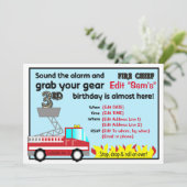 Invitations Fireman 3ème anniversaire de fête Pomp (Debout devant)