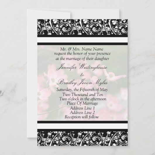 Invitations fixes du Mariage Pink Dogwood (Devant)