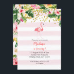 Invitations flamingo de premier anniversaire<br><div class="desc">Avec flamant rose et arrière - plan coloré,  parfait pour votre invitation tropicale d'anniversaire d'été. Le libellé peut être modifié à n'importe quelle occasion.</div>