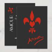 Invitations Fleur de Lis Heart Amour Party (Devant / Derrière)