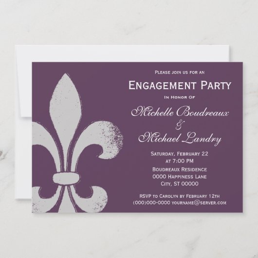 Invitations Fleur de Lis Party Chic Simple (Dos)