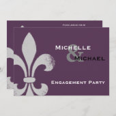 Invitations Fleur de Lis Party Chic Simple (Devant / Derrière)