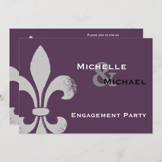 Invitations Fleur de Lis Party Chic Simple (Devant / Derrière)
