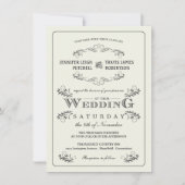 Invitations fleuries vintages de mariage de (Devant)
