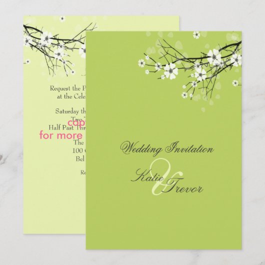 Invitations Fleurs de Cerisier Blanches (Devant / Derrière)