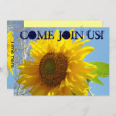 Invitations Fleurs de soleil jaunes Venez Nous Rej (Devant / Derrière)