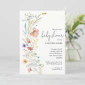 Invitations fleurs sauvages de douche pour bébé (Debout devant)