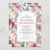 Invitations Floral 53e anniversaire Chic Watercolo (Devant / Derrière)