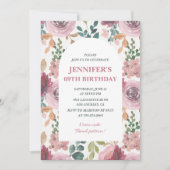 Invitations Floral 69e anniversaire Chic Watercolo (Devant)