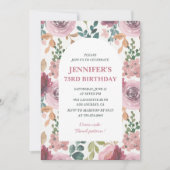 Invitations Floral 73e anniversaire Chic Watercolo (Devant)