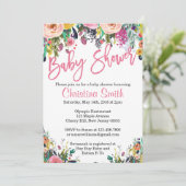 Invitations Floral Baby Shower - Aquarelle de prin (Debout devant)