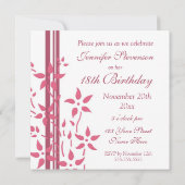 Invitations florales 18e anniversaire de fête (Dos)
