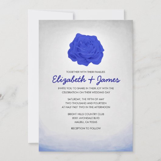 Invitations florales à la mode de mariage de bleu (Devant)