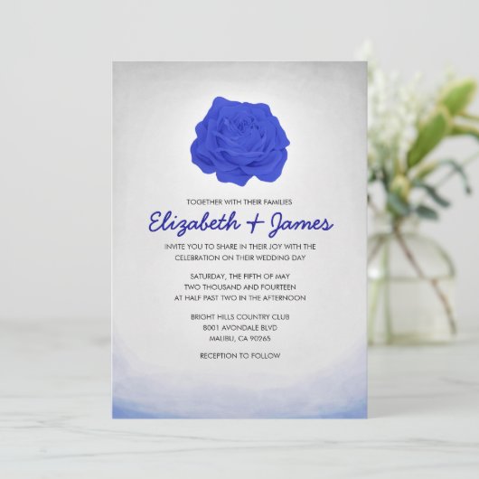 Invitations florales à la mode de mariage de bleu (Debout devant)