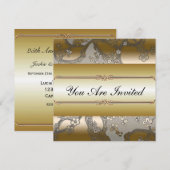 Invitations florales asiatiques Gold et Silver Par (Devant / Derrière)