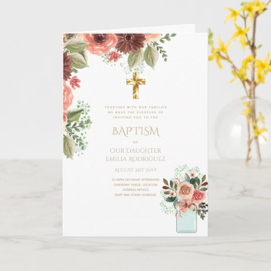 Invitations florales BAPTISM de 4 pg - Programme (Fleur jaune)