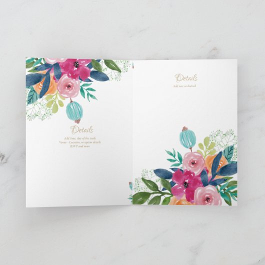 Invitations florales BAPTISM de 4 pg - Programme (Intérieur)