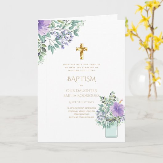 Invitations florales BAPTISM de 4 pg - Programme (Fleur jaune)
