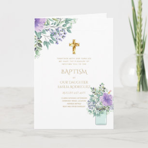 Invitations florales BAPTISM de 4 pg - Programme