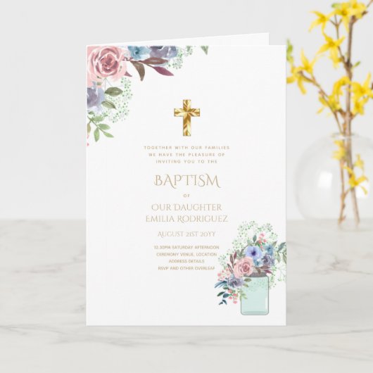 Invitations florales BAPTISM de 4 pg - Programme (Fleur jaune)