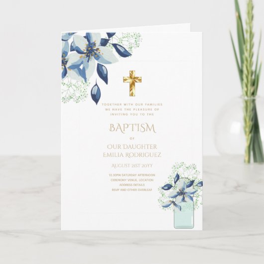 Invitations florales BAPTISM de 4 pg - Programme (Devant)