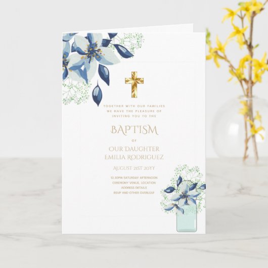 Invitations florales BAPTISM de 4 pg - Programme (Fleur jaune)