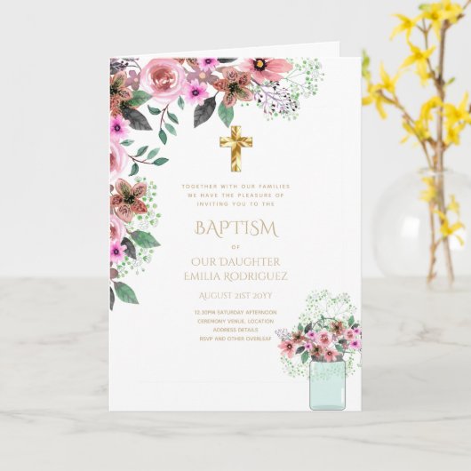 Invitations florales BAPTISM de 4 pg - Programme (Fleur jaune)
