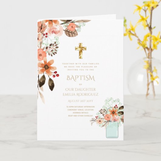 Invitations florales BAPTISM de 4 pg - Programme (Fleur jaune)