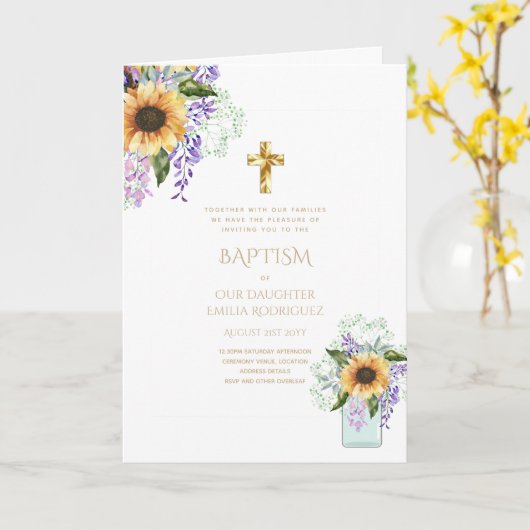 Invitations florales BAPTISM de 4 pg - Programme (Fleur jaune)