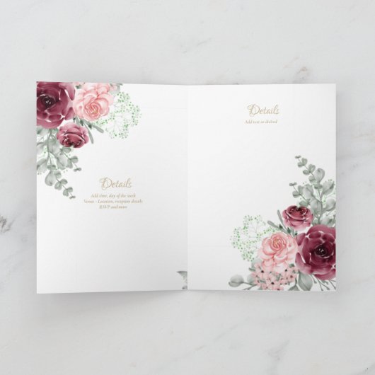 Invitations florales BAPTISM de 4 pg - Programme (Intérieur)