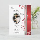 Invitations florales blanches et rouges de photo (Debout devant)