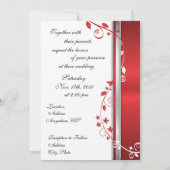 Invitations florales blanches et rouges de photo (Dos)