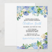 Invitations florales bleues de Fête de la mariée (Devant / Derrière)