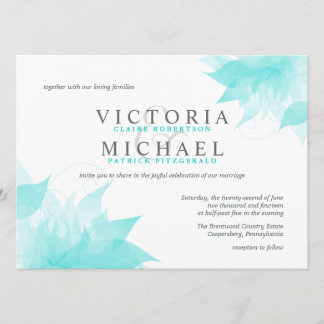 Invitations florales bleues effilées de mariage