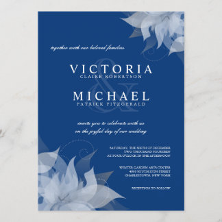 Invitations florales bleues et blanches de saphir
