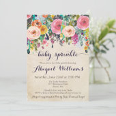 Invitations florales colorées pour bébé saupoudré, (Debout devant)