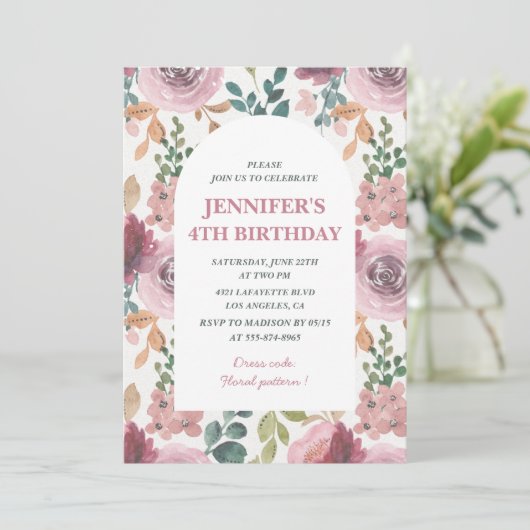 Invitations florales de 4e anniversaire Chic Water (Debout devant)