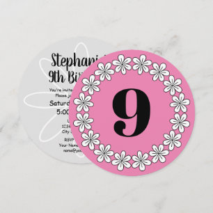 Invitations florales de 9ème de la fille rose de