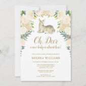Invitations florales de baby shower de cerfs (Devant)