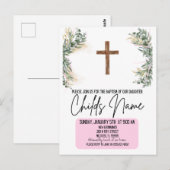 Invitations florales de baptême Boho (Devant / Derrière)