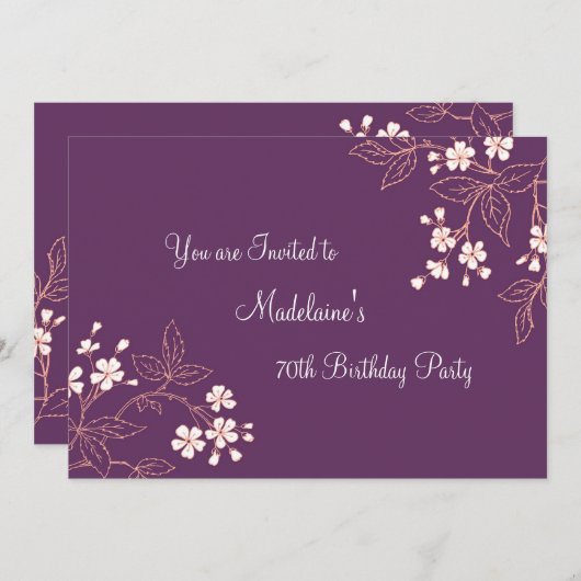 Invitations florales de corail de fête (Devant / Derrière)