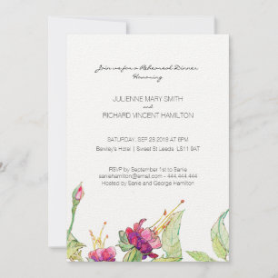 Invitations florales de dîner de répétition de