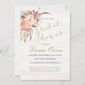 Invitations florales de Fête de la mariée de rose (Devant)