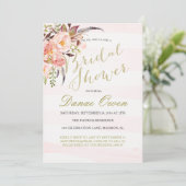 Invitations florales de Fête de la mariée de rose (Debout devant)