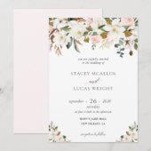 Invitations florales de Magnolia et de Coton (Devant / Derrière)