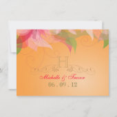 Invitations florales de mariage d'abrégé sur carte (Dos)