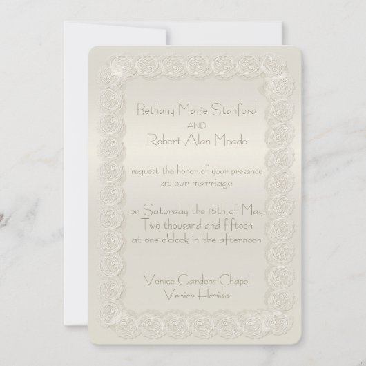 Invitations florales de mariage de dentelle ene (Devant)