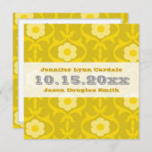 Invitations florales de mariage de moutarde jaune (Devant / Derrière)