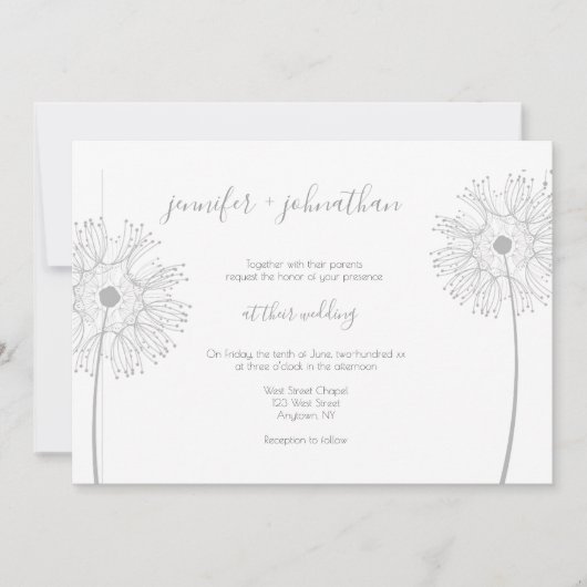 Invitations florales de mariage de pissenlit (Devant)
