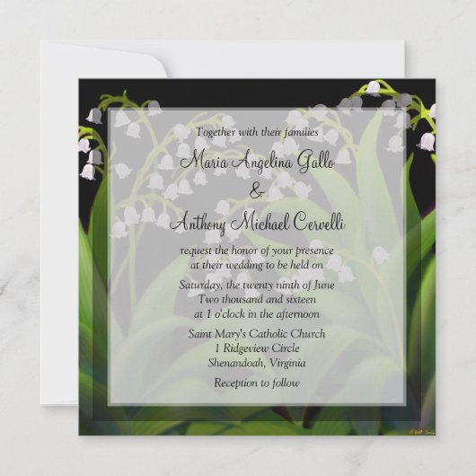 Invitations florales de mariage du muguet (Devant)
